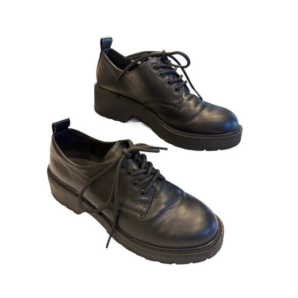 Y2K 90’s Madden Girl Black Chunky Platform Oxford, Lace Up, Grunge Punk EUC Sz 9 - Picture 1 of 7
